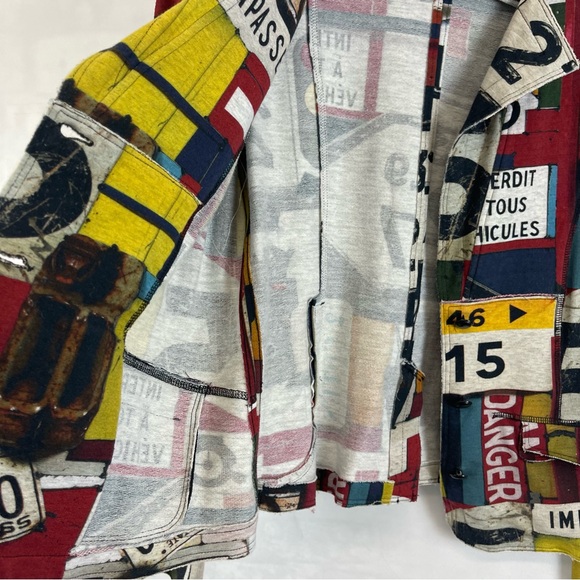 Aventures des Toiles Art Print Blazer Jacket Women’s 40 US 8 Multicolor Abstract - Picture 9 of 14